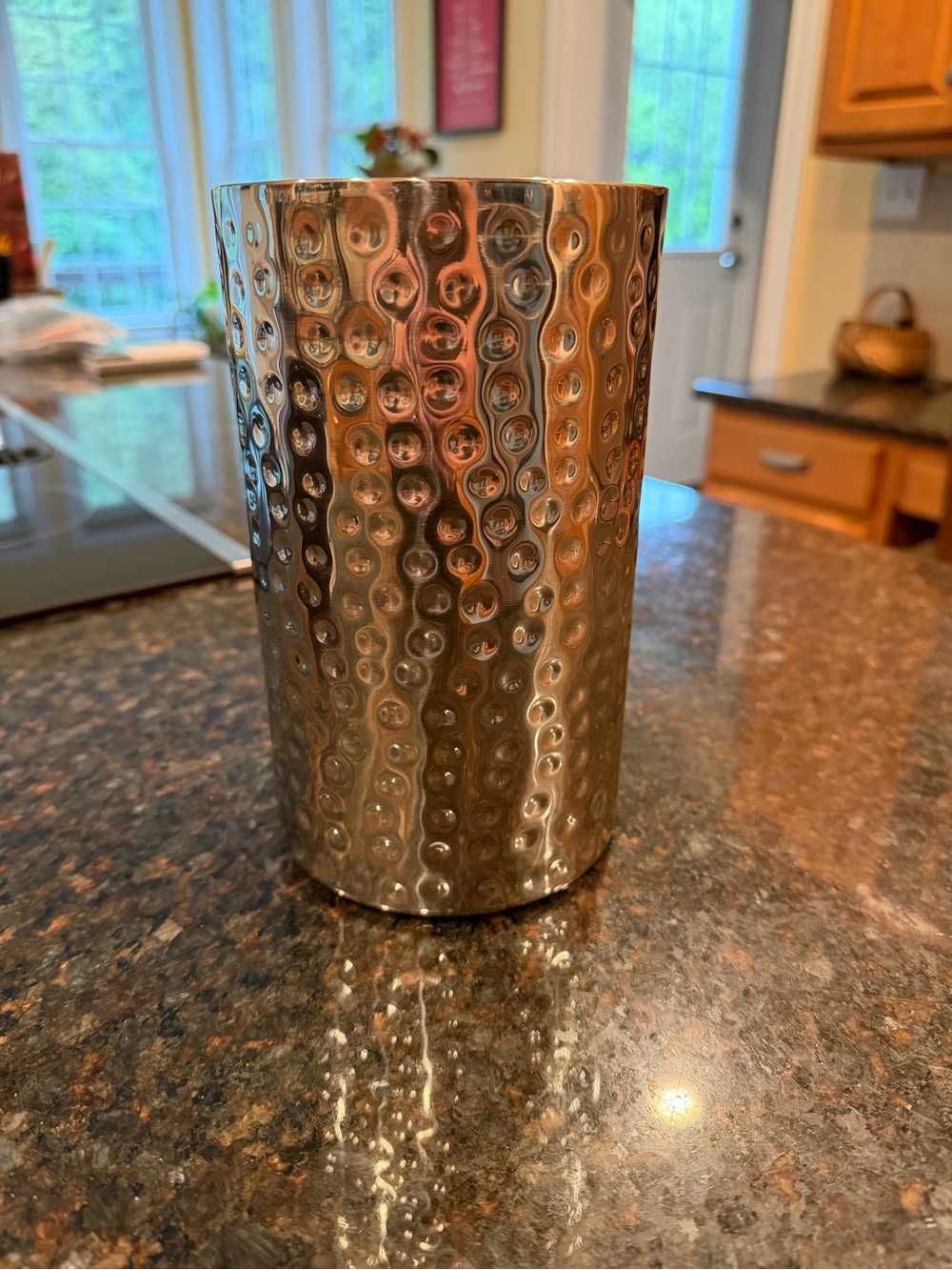 Trudeau Double Wall Stainless Steel Hammered Wine Chiller Cooler